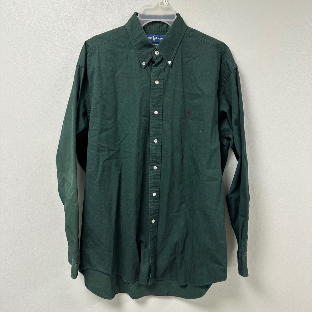 Polo Ralph Lauren Blake Shirt Mens Large Forest Green Cotton Button Down L/S